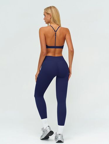 Workout Sets for Women 2 Piece Gym Sets Yoga Outfits V Neck Adjustable Bra High Waist Leggings in Saudi Arabia