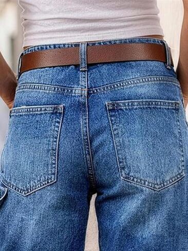 Flamingals Mid Waist Denim Bermuda Shorts for Women Mid Thigh Length Decor Front Wash Split Summer Jean Shorts Without Belt in Kuwait