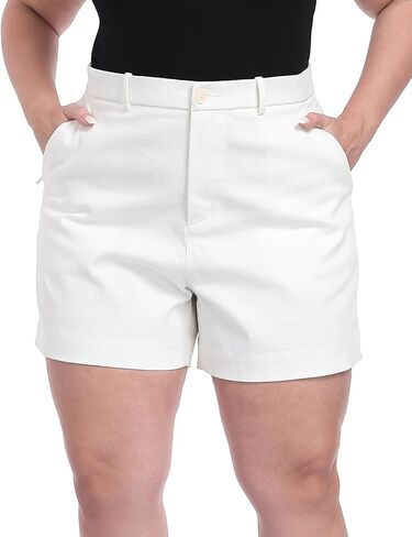 HDE Womens Plus Size Twill Chino Shorts 5" Inseam High Waisted Tailored Stretch Summer Casual Dress Short with Zipper Pockets in Kuwait