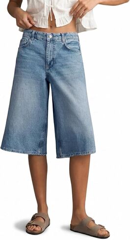 Cicy Bell المرأة فضفاض برمودا شورت جينز واسعة الساق عالية الخصر Jorts عادية طول الركبة الدينيم السراويل in Kuwait