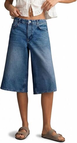 Cicy Bell المرأة فضفاض برمودا شورت جينز واسعة الساق عالية الخصر Jorts عادية طول الركبة الدينيم السراويل in Kuwait