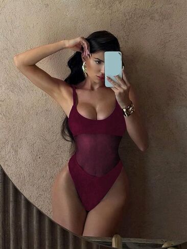 Womens Backless High Cut Sexy Monokini Swimsuit Spaghetti Strap One Piece Bathing Suit for Beach and Vacation in Kuwait