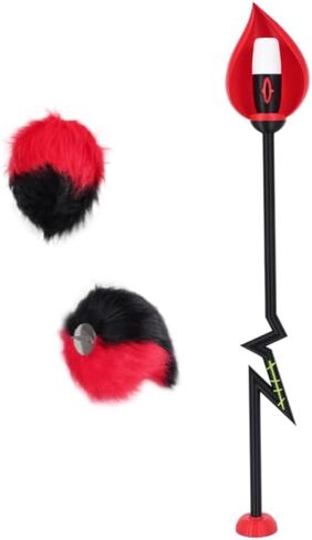 Alastor Microphone Cane Costume Hazbin Anime Hotel Alastor Tail Paw Gloves Cosplay Accessories Props Halloween in Saudi Arabia