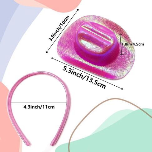 3 Pcs Cowgirl Hat Headband Set Mini Cowboy Hat Heart Glasses Bandana for Women Cowboy Party Costume Cosplay, Glitter Pink in Saudi Arabia