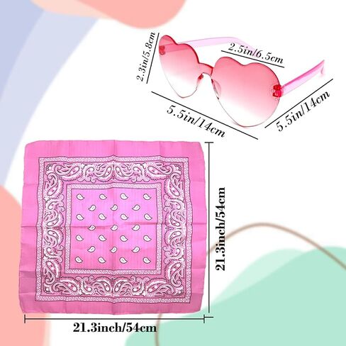 3 Pcs Cowgirl Hat Headband Set Mini Cowboy Hat Heart Glasses Bandana for Women Cowboy Party Costume Cosplay, Glitter Pink in Saudi Arabia