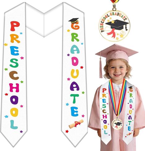 2Pcs Preschool Graduation Class of 2026 – Kids Graduation Sash with Medal, Graduation Gifts with Pre-K Grad Sash in Saudi Arabia