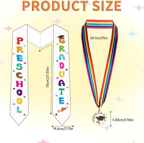 2Pcs Preschool Graduation Class of 2026 – Kids Graduation Sash with Medal, Graduation Gifts with Pre-K Grad Sash in Saudi Arabia