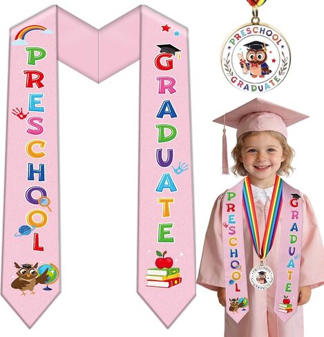 2Pcs Preschool Graduation Class of 2026 – Kids Graduation Sash with Medal, Graduation Gifts with Pre-K Grad Sash in Saudi Arabia