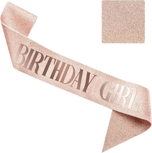 Luwigs Birthday Girl Sash Rose Gold Birthday Gifts Glitter Sash Party Favors Accessories for Girls Woman One Pack in Saudi Arabia