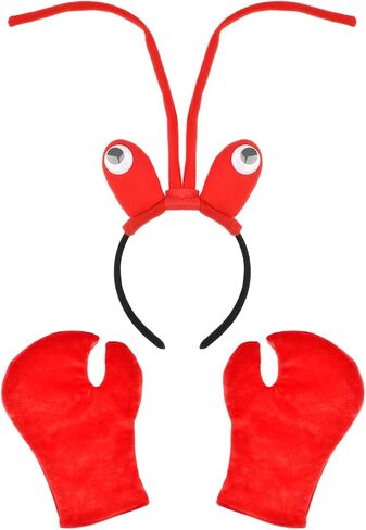 Red Lobster Costume Set with Headband and Claws, Bendable Antennae with Cute Eyes Design, Halloween Dress Up Accessories in Saudi Arabia