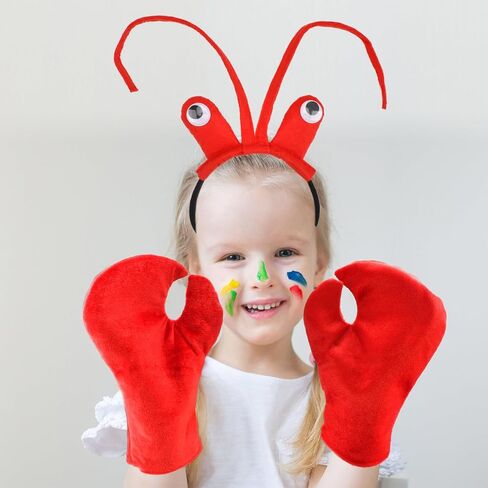 Red Lobster Costume Set with Headband and Claws, Bendable Antennae with Cute Eyes Design, Halloween Dress Up Accessories in Saudi Arabia