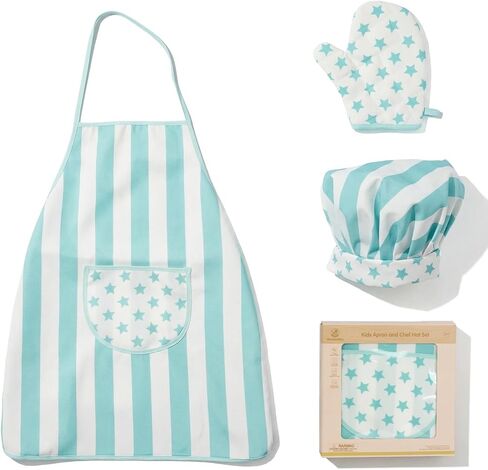 Kid Apron and Chef Hat Set, 3 Pcs Children Cooking Baking Set Kits Role Play Chef Toy Kid Cooking Gift for Girls Boys (Pink) in Saudi Arabia