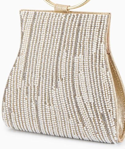 Verano Hill Meghan Rhinestones Handbag for Women | Elegant Sparkly Clutch Purse for Parties, Weddings & Special Events | Stylish Lightweight Evening Bag with Premium Craftsmanship | White & Gold in Saudi Arabia