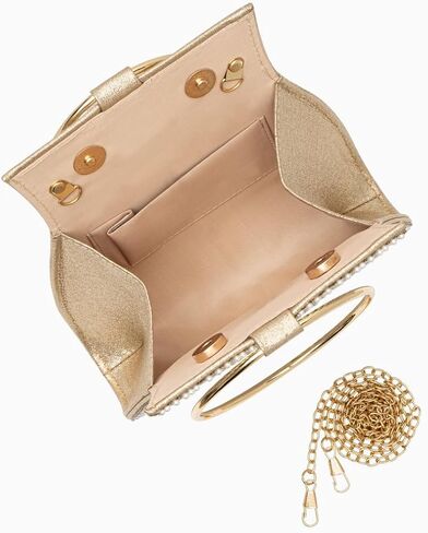 Verano Hill Meghan Rhinestones Handbag for Women | Elegant Sparkly Clutch Purse for Parties, Weddings & Special Events | Stylish Lightweight Evening Bag with Premium Craftsmanship | White & Gold in Saudi Arabia