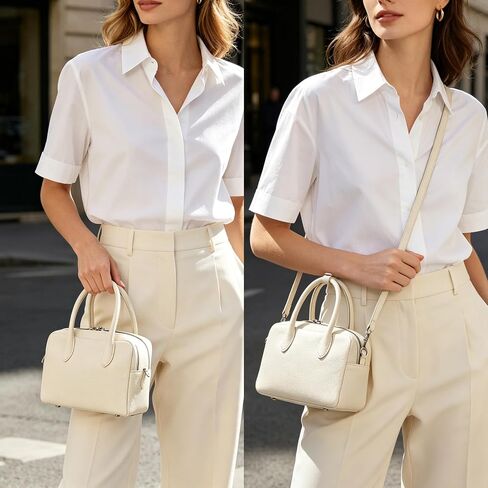 DAILANDO Soft Leather Top Handle Satchel Purse for Women, Medium Two Pockets Barrel Tote Bag with Detachable Crossbody Strap in Saudi Arabia