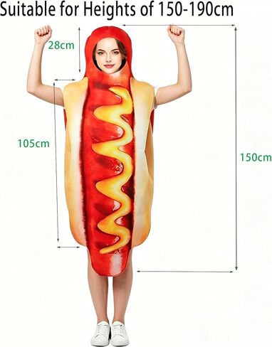 Hotdog Costume，Funny Halloween Costumes for Unisex Adults in Saudi Arabia
