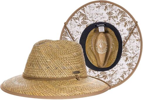 Rush Straw Lifeguard Sun Hat, 4" Bound Big Brim, Chin Cord and Toggle with Logo Patch in Saudi Arabia