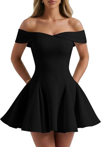 DAAWENXI Women's Off Shoulder Mini Dress Elegant A Line Cocktail Sweetheart Neck Party Graduation Dresses in Saudi Arabia
