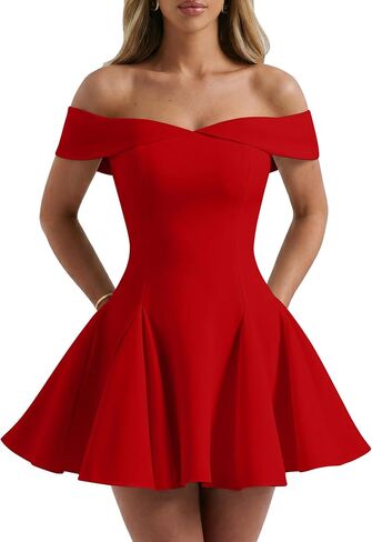 DAAWENXI Women's Off Shoulder Mini Dress Elegant A Line Cocktail Sweetheart Neck Party Graduation Dresses in Saudi Arabia
