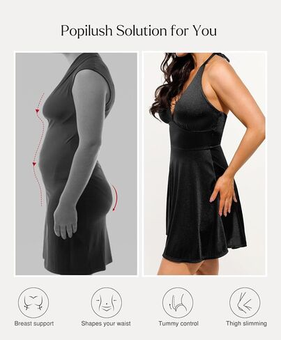 Popilush Halter Dresses for Women Backless Shapewear Mini Dress Deep V Neck Bow Tie A-Line Club Party Dress in Kuwait