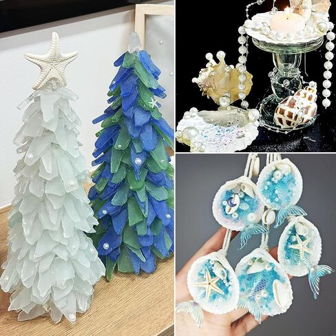 36 PCS Starfish Scallop Shells, 2"- 4" Natural Sea Shells White Seashells with Seaglass and Pearls Natural Beach Sea Shell for Crafts Home Wedding Ocean Themed Party Decoration in Saudi Arabia