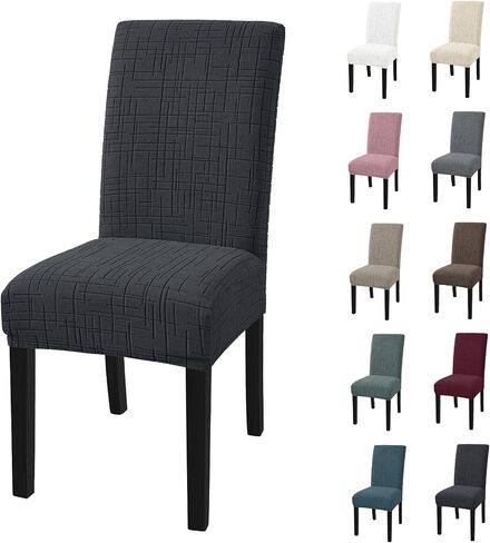 Dining Room Chair Covers Set of 4, Stretch Chair Covers, Washable Dining Chair Slipcovers, Kitchen Chair Covers, Parsons Chair Slipcover for Home, Restaurant, Banquet (Light Gray) in Saudi Arabia