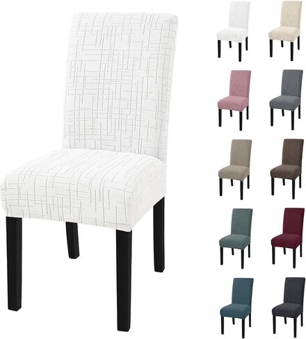 Dining Room Chair Covers Set of 4, Stretch Chair Covers, Washable Dining Chair Slipcovers, Kitchen Chair Covers, Parsons Chair Slipcover for Home, Restaurant, Banquet (Light Gray) in Saudi Arabia