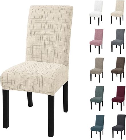 Dining Room Chair Covers Set of 4, Stretch Chair Covers, Washable Dining Chair Slipcovers, Kitchen Chair Covers, Parsons Chair Slipcover for Home, Restaurant, Banquet (Light Gray) in Saudi Arabia
