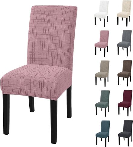 Dining Room Chair Covers Set of 4, Stretch Chair Covers, Washable Dining Chair Slipcovers, Kitchen Chair Covers, Parsons Chair Slipcover for Home, Restaurant, Banquet (Light Gray) in Saudi Arabia