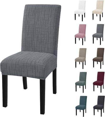 Dining Room Chair Covers Set of 4, Stretch Chair Covers, Washable Dining Chair Slipcovers, Kitchen Chair Covers, Parsons Chair Slipcover for Home, Restaurant, Banquet (Light Gray) in Saudi Arabia