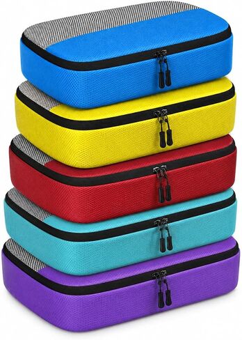 5 Pcs Packing Cubes for Travel, 12.2 x 10.2 x 3.9" Travel Luggage Organizer Bags with Mesh Window, Lightweight Suitcase Storage Bags with Handle for Clothes, Toiletries, Accessories in Kuwait