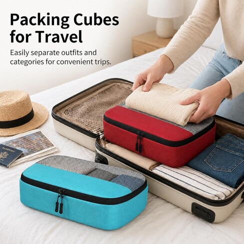 5 Pcs Packing Cubes for Travel, 12.2 x 10.2 x 3.9" Travel Luggage Organizer Bags with Mesh Window, Lightweight Suitcase Storage Bags with Handle for Clothes, Toiletries, Accessories in Kuwait