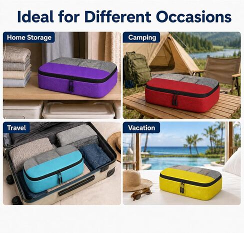 5 Pcs Packing Cubes for Travel, 12.2 x 10.2 x 3.9" Travel Luggage Organizer Bags with Mesh Window, Lightweight Suitcase Storage Bags with Handle for Clothes, Toiletries, Accessories in Kuwait