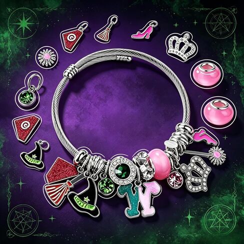 Witch Bracelet - Pink and Green Bracelet, Friendship Bracelet Merch Witch Stuff Gifts for Women, Witch Jewelry Accessories for Fans, Wicked Party Supplies Themed Gifts in Saudi Arabia