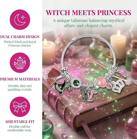 Witch Bracelet - Pink and Green Bracelet, Friendship Bracelet Merch Witch Stuff Gifts for Women, Witch Jewelry Accessories for Fans, Wicked Party Supplies Themed Gifts in Saudi Arabia
