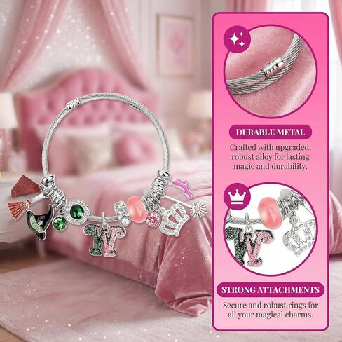 Witch Bracelet - Pink and Green Bracelet, Friendship Bracelet Merch Witch Stuff Gifts for Women, Witch Jewelry Accessories for Fans, Wicked Party Supplies Themed Gifts in Saudi Arabia