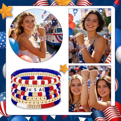cow print 4th of July Outfits for Women, Independence Day Bracelets, Patriotic Red White and Blue Accessories, USA 250th Anniversary Patriotic Jewelry Gifts, Birthday Gifts for Women Men Friends in Saudi Arabia