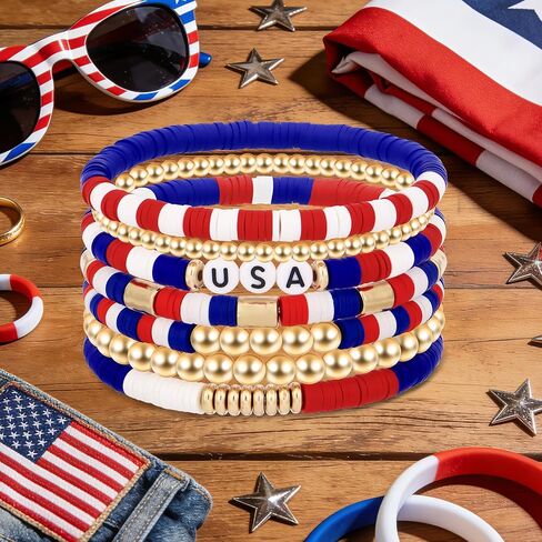 cow print 4th of July Outfits for Women, Independence Day Bracelets, Patriotic Red White and Blue Accessories, USA 250th Anniversary Patriotic Jewelry Gifts, Birthday Gifts for Women Men Friends in Saudi Arabia