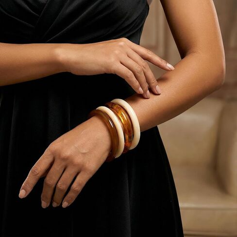 Acrylic Bangles Bracelets for Women Chunky Resin Irregular Bracelets Colorful Wide Geometric Bangles Fashions Thick Statement Stackable Bracelet in Saudi Arabia