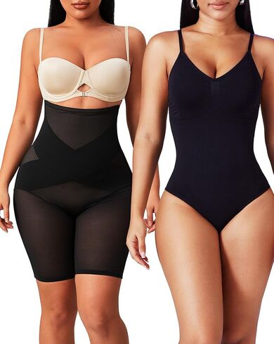 MOVWIN Women's Tummy Control Shapewear Set, High Waist Thigh Slimmer Shorts and Seamless Racerback Bodysuit Tank Top for Body Sculpting in Saudi Arabia