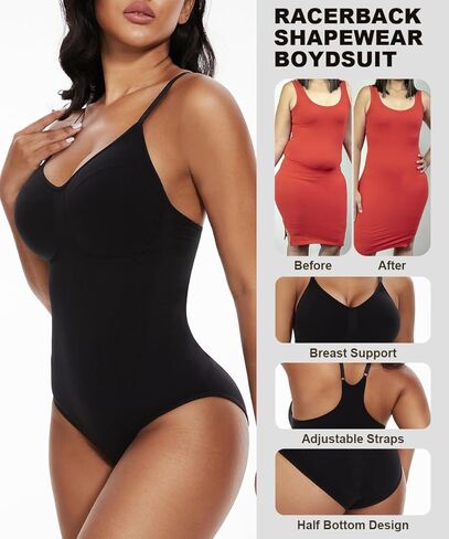MOVWIN Women's Tummy Control Shapewear Set, High Waist Thigh Slimmer Shorts and Seamless Racerback Bodysuit Tank Top for Body Sculpting in Saudi Arabia
