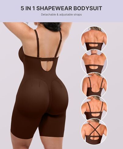 SHAPELLX Tummy Control Shapewear for Women Strapless Bodysuits Butt Lifter Seamless Faja Body Shaper Brown in Kuwait