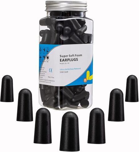 60 Pairs Bottled Black Foam Earplugs for Noise Cancelling, Sleeping, Work, Snoring, Construction, 33dB NRR in Saudi Arabia