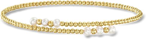 RS Pure by Ross-Simons 3-3.5mm Cultured Pearl Beaded Bypass Cuff Bracelet in 14kt Yellow Gold. 7 inches in Saudi Arabia