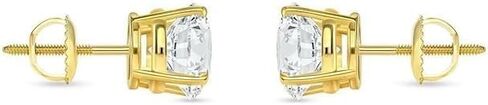 1/2 Ct Round Diamond Stud Earrings 14K Yellow Gold for Women | Screw Back, Basket Setting, Solitaire, Regular Festive Party Use in Kuwait