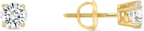1/2 Ct Round Diamond Stud Earrings 14K Yellow Gold for Women | Screw Back, Basket Setting, Solitaire, Regular Festive Party Use in Kuwait