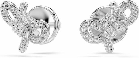 Swarovski Lifelong stud earrings, Pavé, Bow, White, Rhodium plated in Saudi Arabia