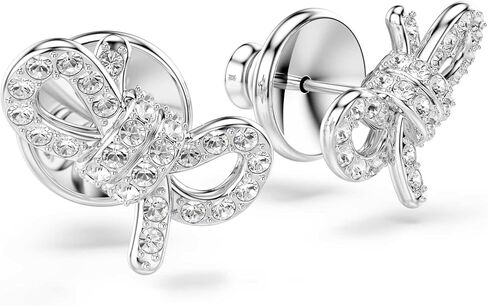 Swarovski Lifelong stud earrings, Pavé, Bow, White, Rhodium plated in Saudi Arabia