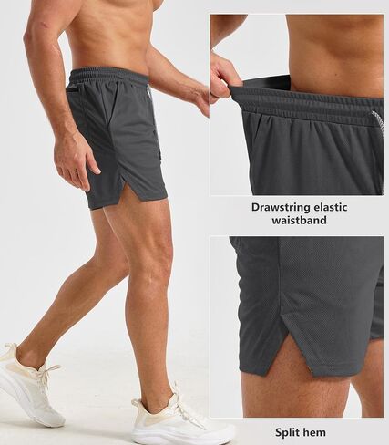 Surenow Mens Athletic Shorts Running Shorts Elastic Waist Quick Dry Activewear Workout Shorts for Men with Pockets in Saudi Arabia