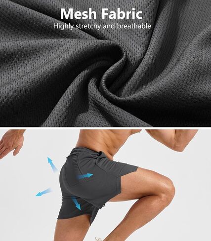 Surenow Mens Athletic Shorts Running Shorts Elastic Waist Quick Dry Activewear Workout Shorts for Men with Pockets in Saudi Arabia